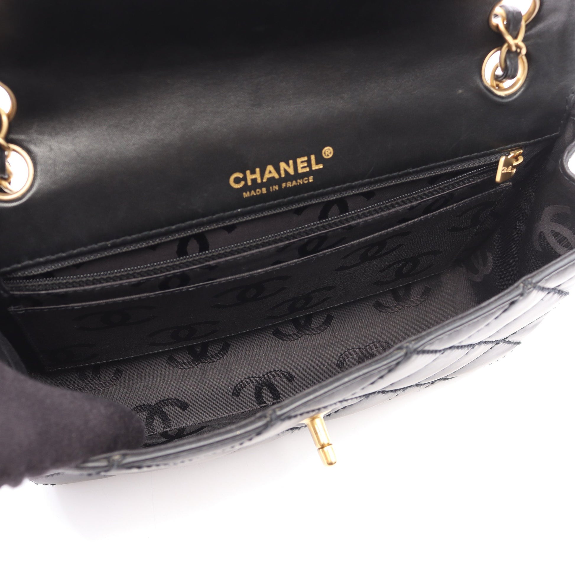 ワイルドステッチ Wチェーンショルダーバッグ レザー ブラック ゴールド金具 シャネル バッグ CHANEL