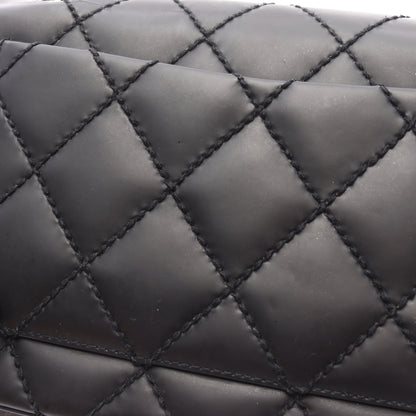 ワイルドステッチ Wチェーンショルダーバッグ レザー ブラック ゴールド金具 シャネル バッグ CHANEL