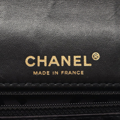 ワイルドステッチ Wチェーンショルダーバッグ レザー ブラック ゴールド金具 シャネル バッグ CHANEL