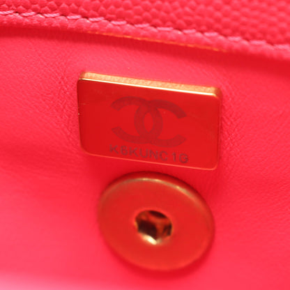 ココハンドル フラップ マトラッセ ハンドバッグ キャビアスキン ピンクレッド ゴールド金具 2WAY シャネル バッグ CHANEL
