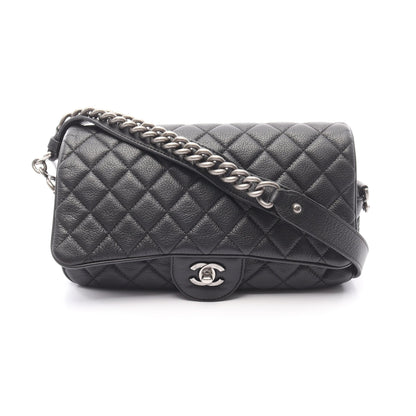 マトラッセ チェーンショルダーバッグ キャビアスキン ブラック シルバー金具 シャネル バッグ CHANEL