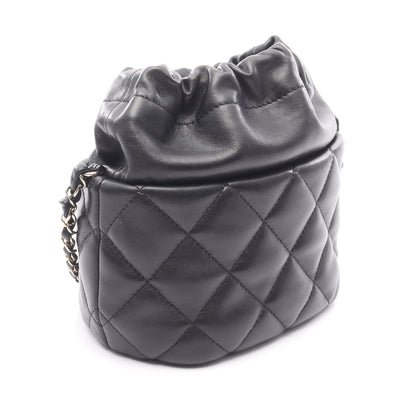 マトラッセ ミニバケット チェーンショルダーバッグ レザー ブラック ゴールド金具 シャネル バッグ CHANEL