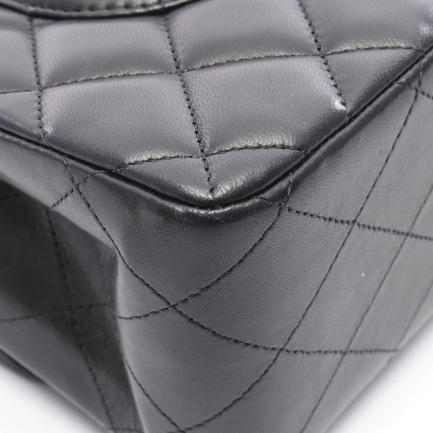 デカマトラッセ30 クラシック ラージ Wフラップ Wチェーンショルダーバッグ レザー ブラック シルバー金具 シャネル バッグ CHANEL