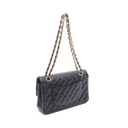 マトラッセ Wフラップ Wチェーンショルダーバッグ レザー ブラック ゴールド金具 シャネル バッグ CHANEL