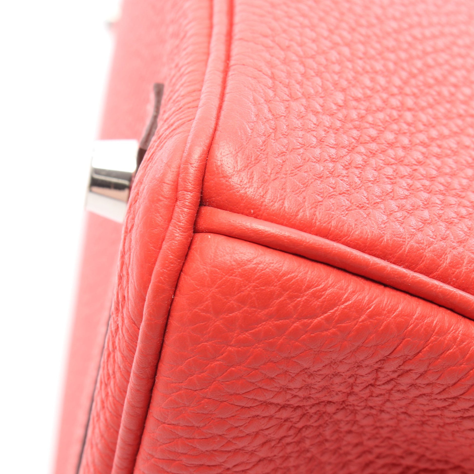 バーキン30 ルージュピヴォワンヌ ハンドバッグ トゴ レッド シルバー金具 □R刻印 エルメス バッグ HERMES