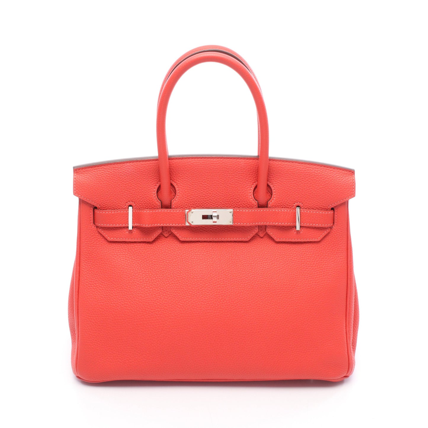 バーキン30 ルージュピヴォワンヌ ハンドバッグ トゴ レッド シルバー金具 □R刻印 エルメス バッグ HERMES