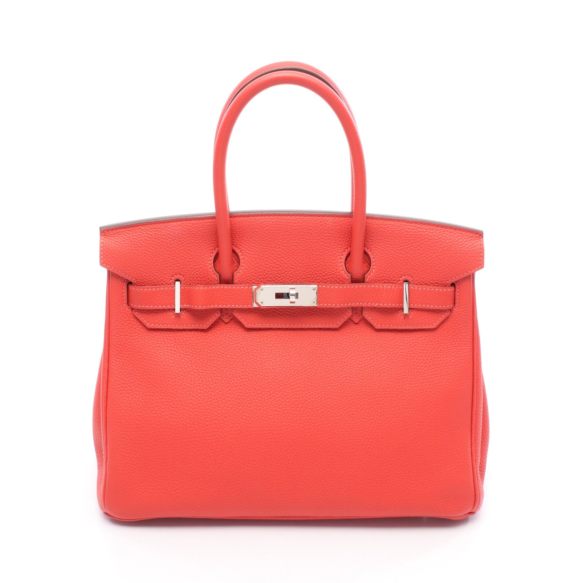 バーキン30 ルージュピヴォワンヌ ハンドバッグ トゴ レッド シルバー金具 □R刻印 エルメス バッグ HERMES