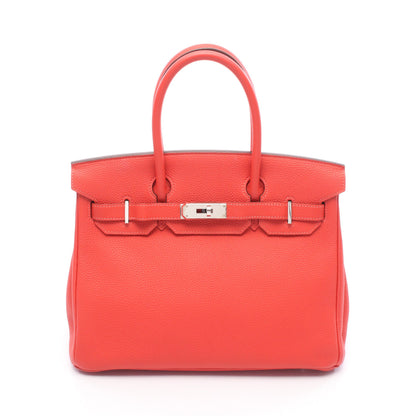 バーキン30 ルージュピヴォワンヌ ハンドバッグ トゴ レッド シルバー金具 □R刻印 エルメス バッグ HERMES