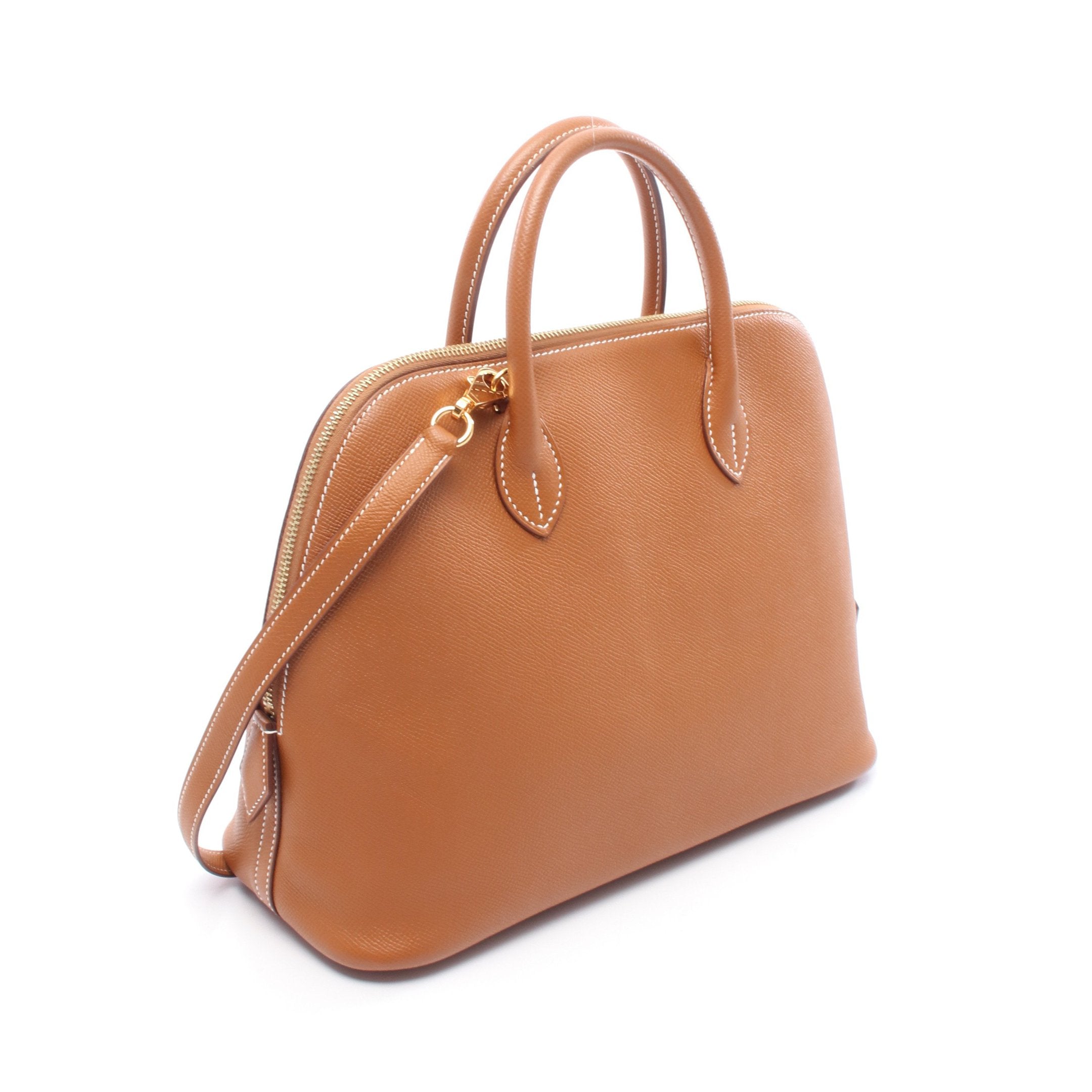 ボリード1923 30 ゴールド ハンドバッグ ヴォーエプソン ブラウン