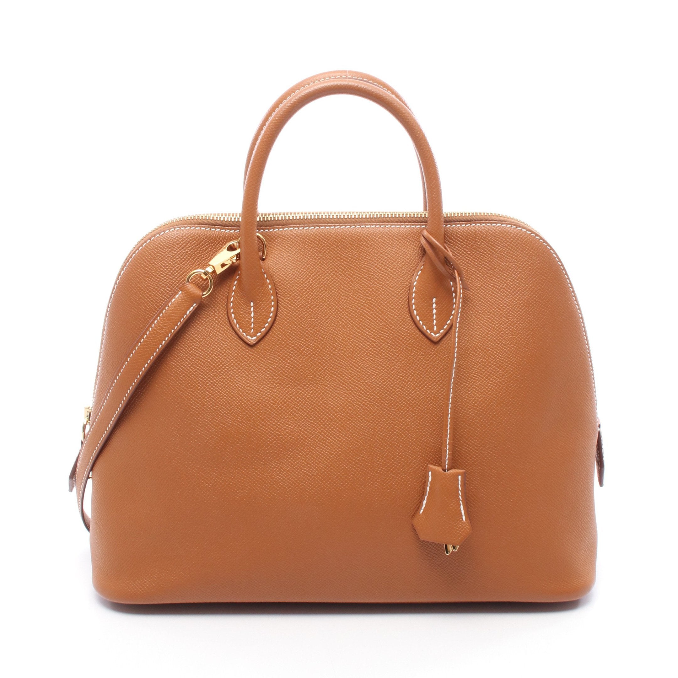 ボリード1923 30 ゴールド ハンドバッグ ヴォーエプソン ブラウン