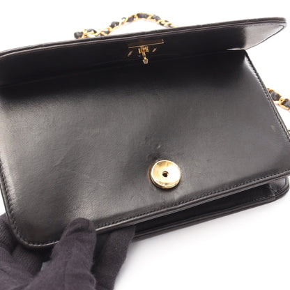 ミニマトラッセ フルフラップ チェーンショルダーバッグ ラムスキン ブラック ゴールド金具 シャネル バッグ CHANEL