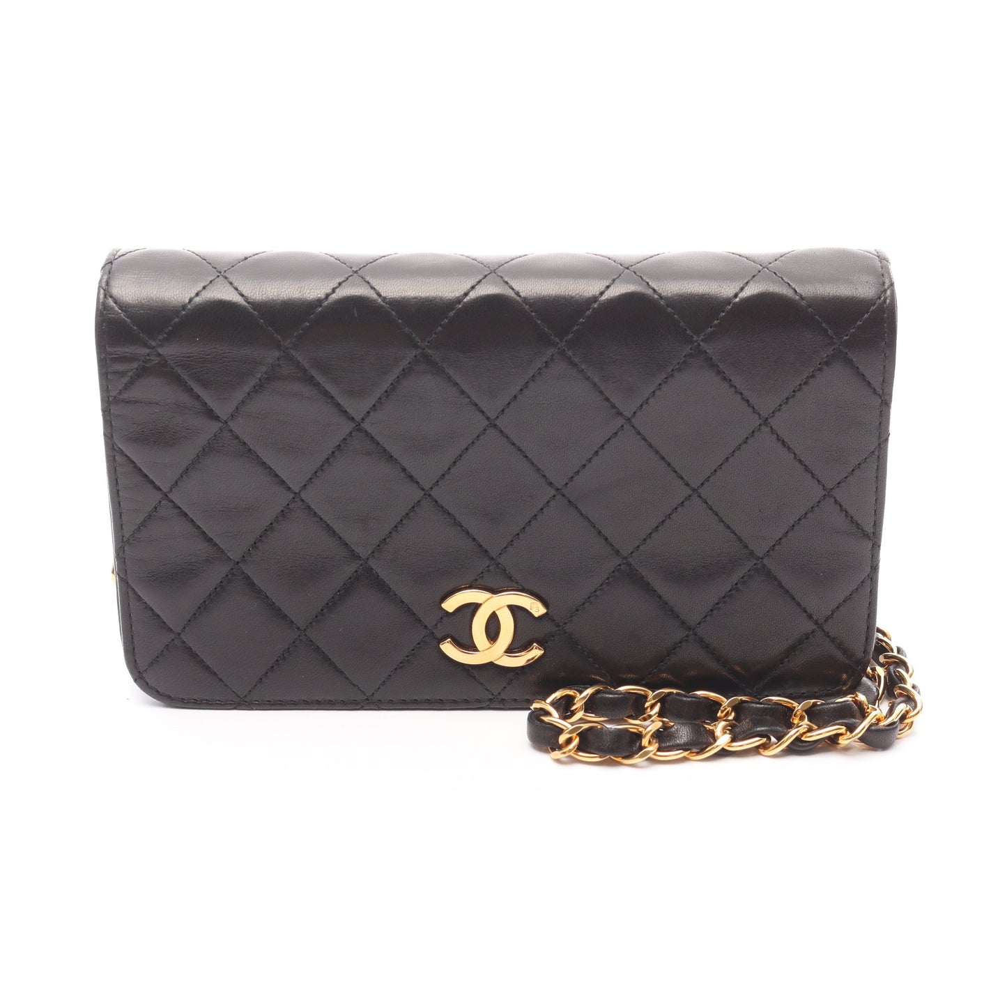 ミニマトラッセ フルフラップ チェーンショルダーバッグ ラムスキン ブラック ゴールド金具 シャネル バッグ CHANEL