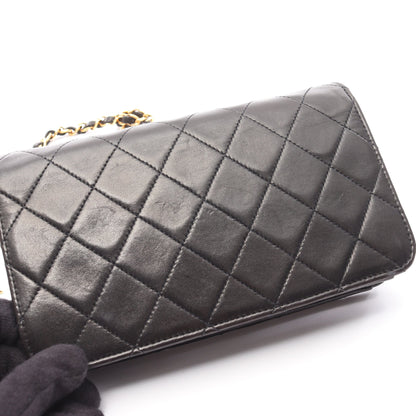 ミニマトラッセ フルフラップ チェーンショルダーバッグ ラムスキン ブラック ゴールド金具 シャネル バッグ CHANEL
