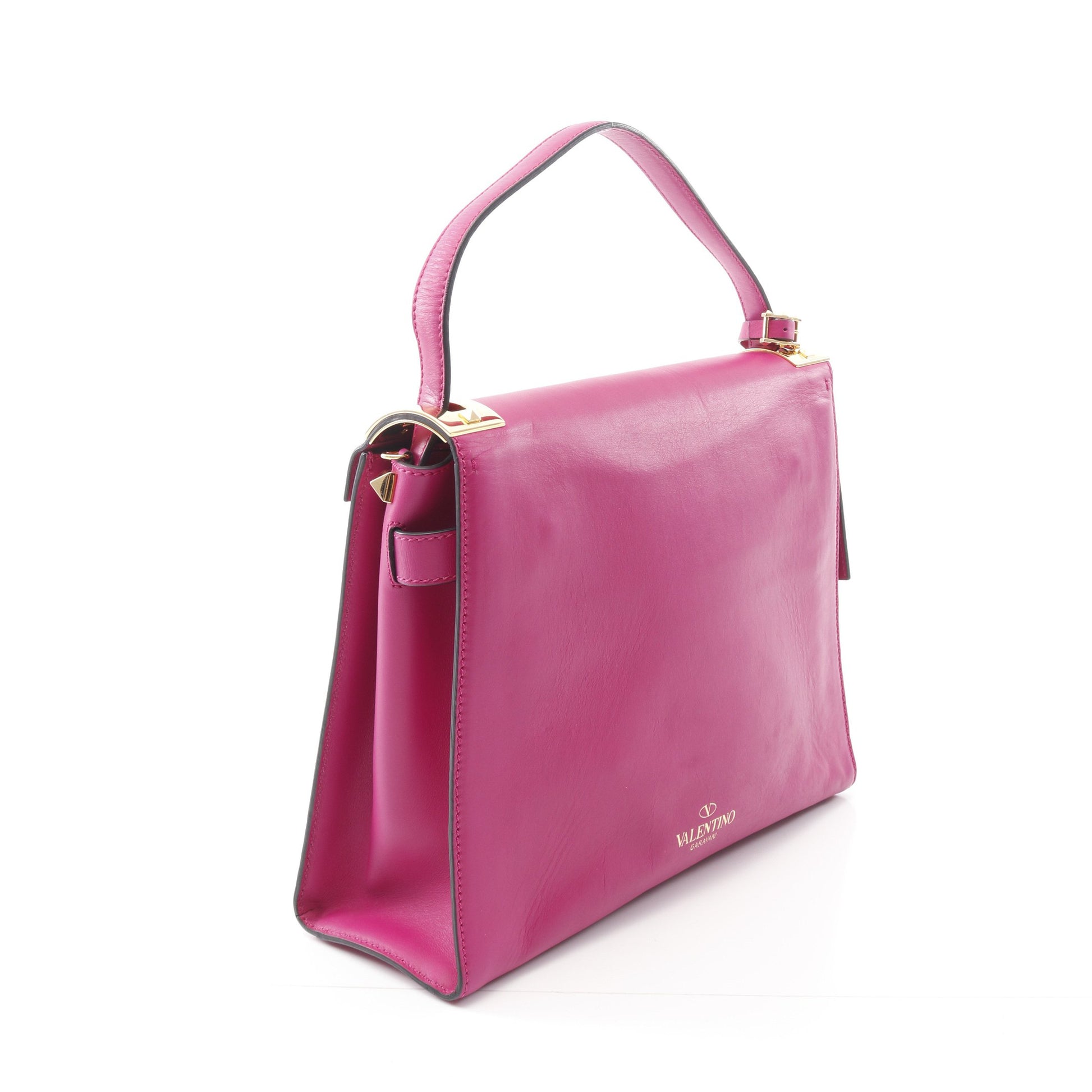 ハンドバッグ レザー ピンクパープル ロックスタッズ 2WAY ヴァレンティノ バッグ VALENTINO