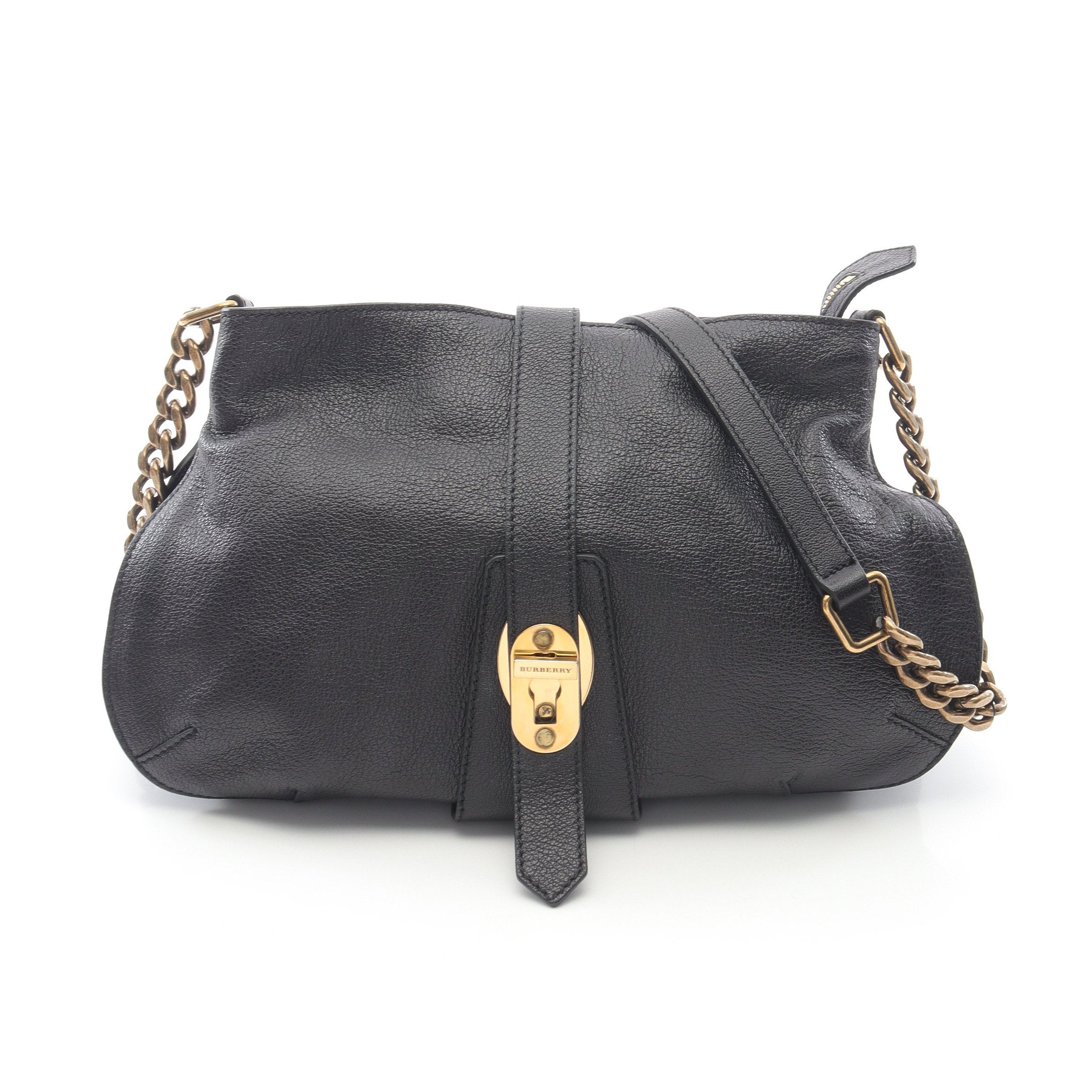 BURBERRY チェーンショルダーバッグブラックレザー