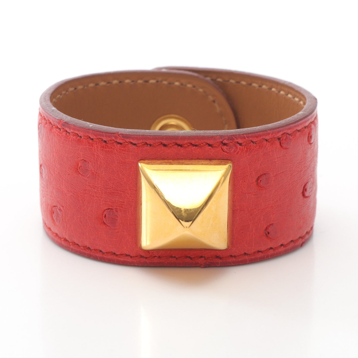 メドール ブレスレット オーストリッチ レッド ゴールド金具 エルメス アクセサリー HERMES