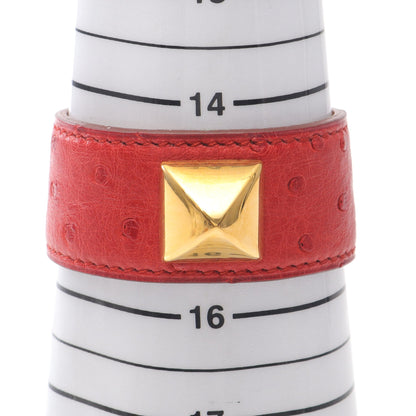 メドール ブレスレット オーストリッチ レッド ゴールド金具 エルメス アクセサリー HERMES