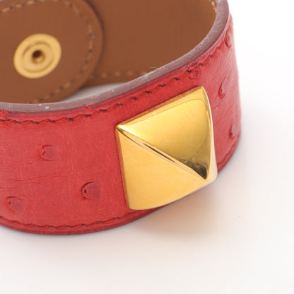 メドール ブレスレット オーストリッチ レッド ゴールド金具 エルメス アクセサリー HERMES