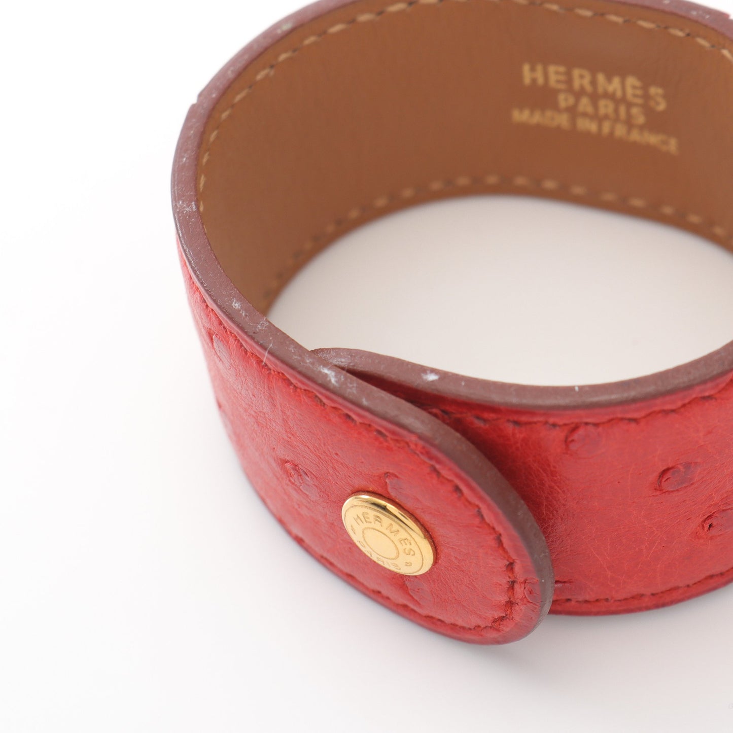 メドール ブレスレット オーストリッチ レッド ゴールド金具 エルメス アクセサリー HERMES