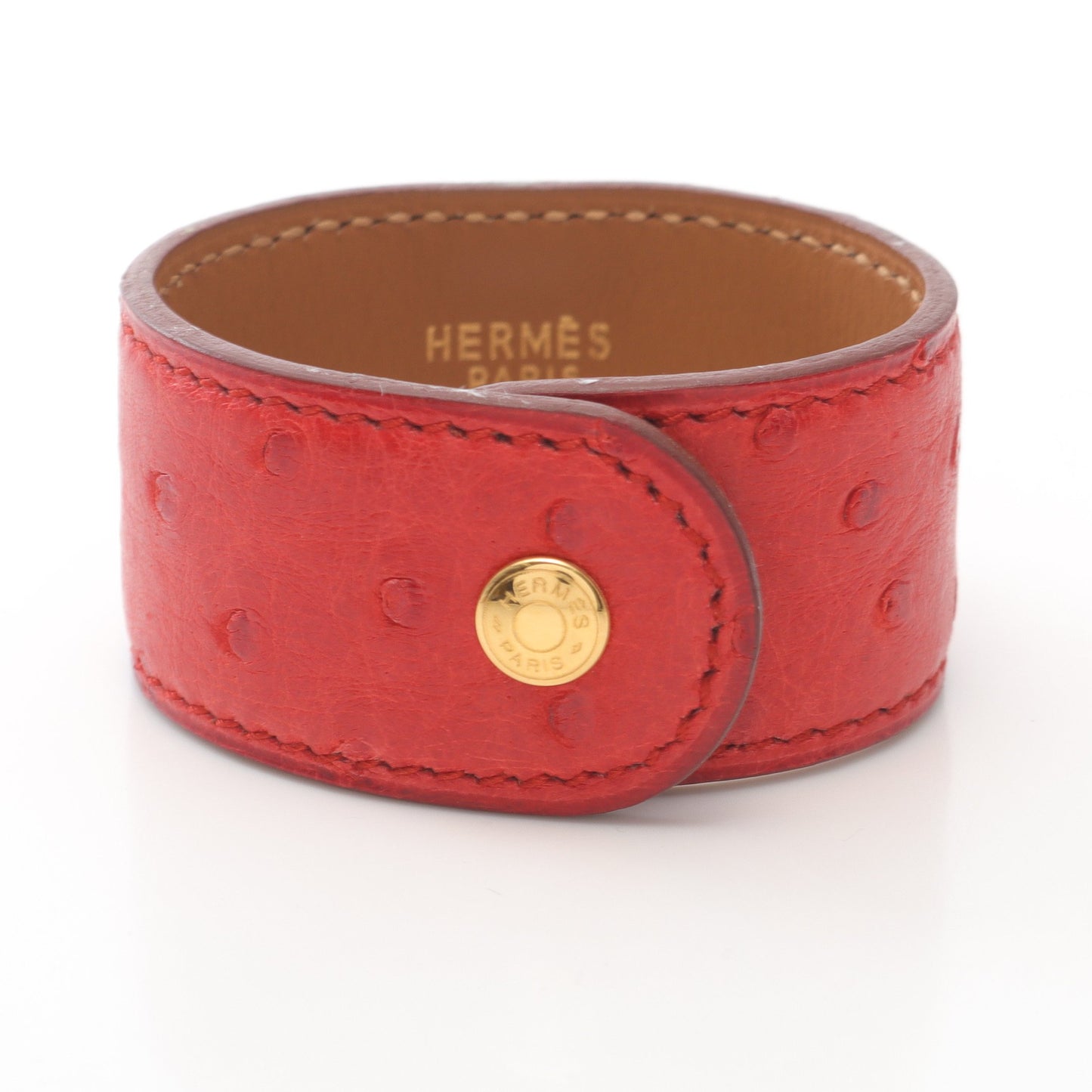 メドール ブレスレット オーストリッチ レッド ゴールド金具 エルメス アクセサリー HERMES