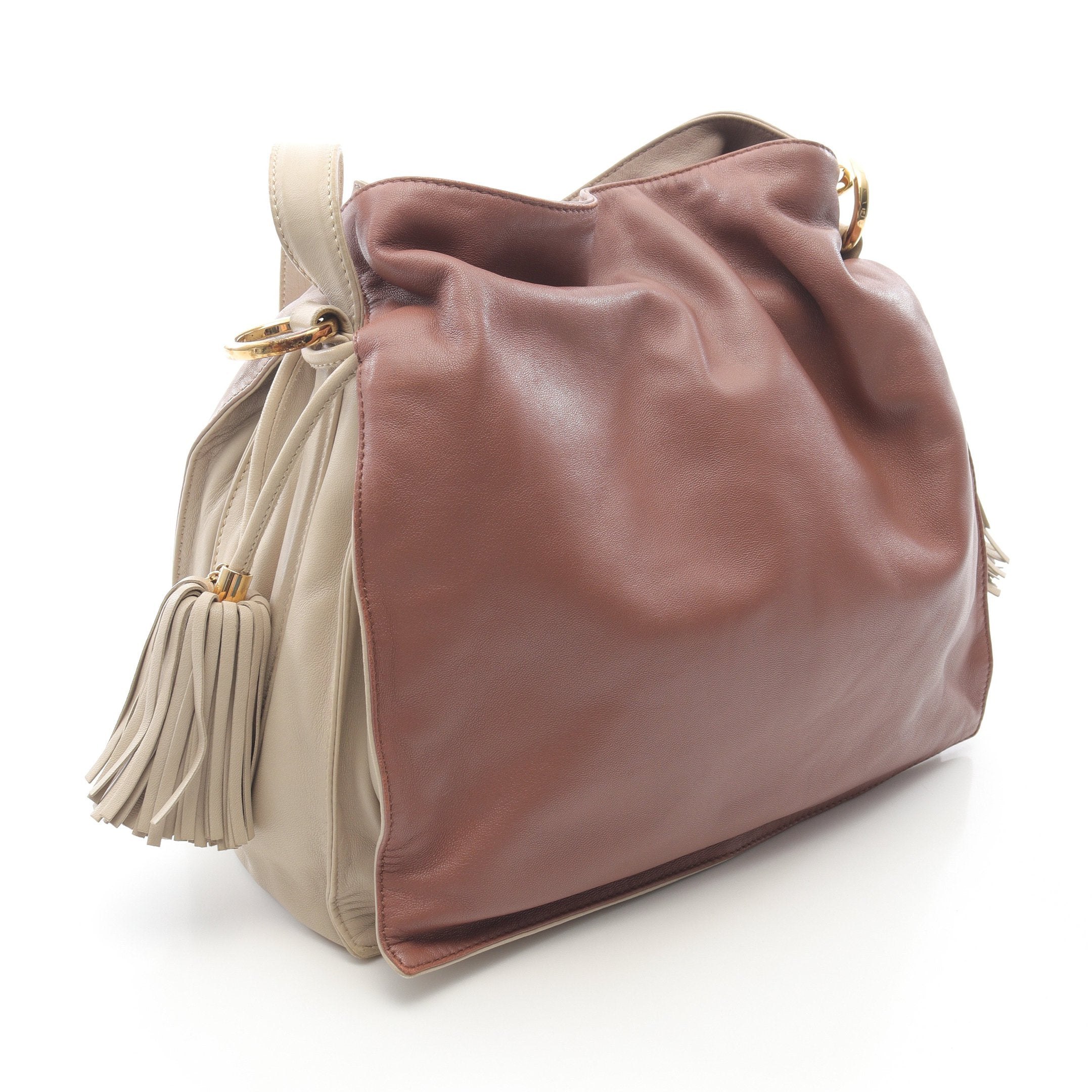 ロエベ LOEWE フラメンコ ショルダーバッグ バッグ レザー レディース ベージュ系 / ピンク系 【中古】 フラメンコ ショルダーバッグ レザー ベージュ ピンクベージュ ロエベ