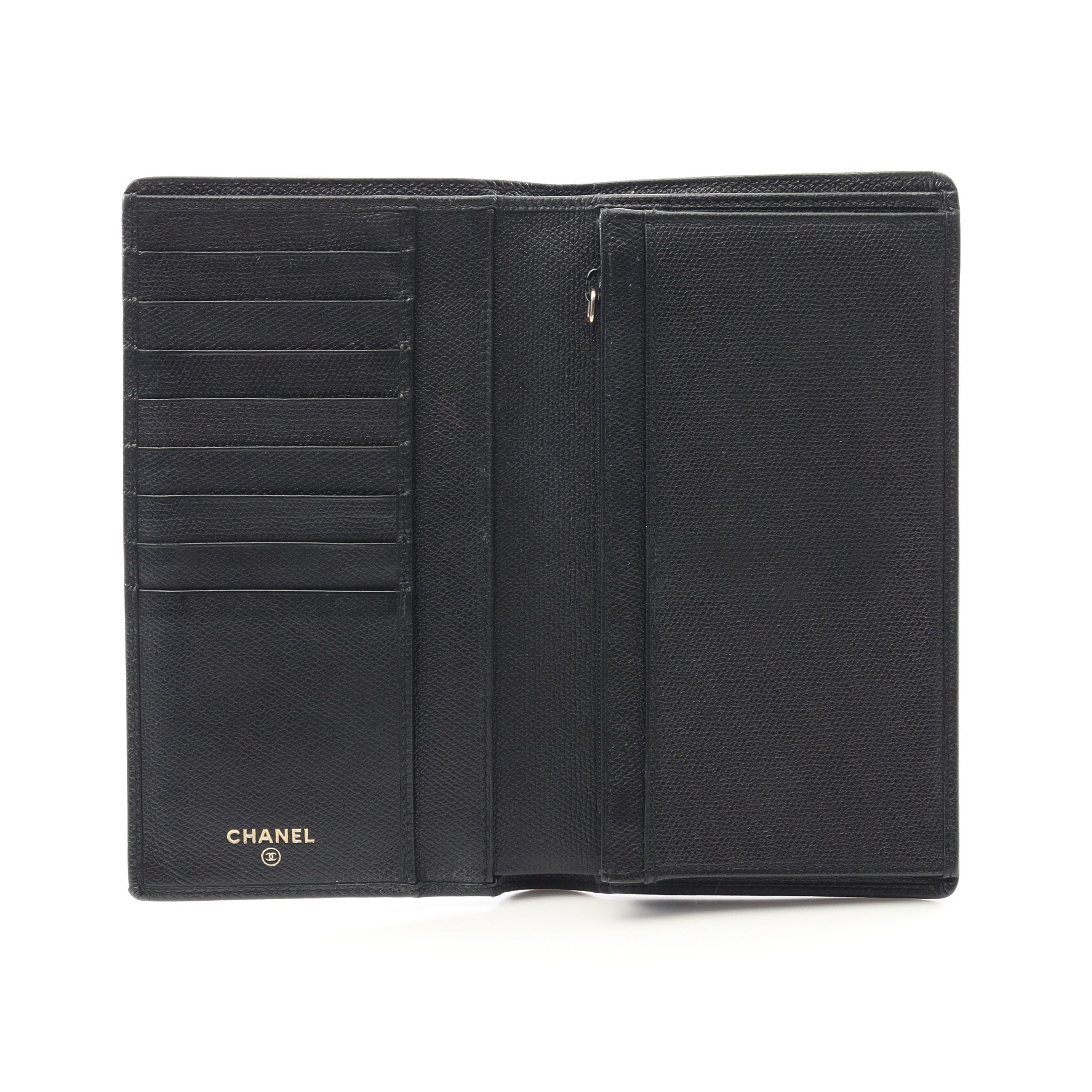 CHANEL ブラック 二つ折り長財布 ココボタン CHANEL ブラック 二つ折り長財布 ココボタン