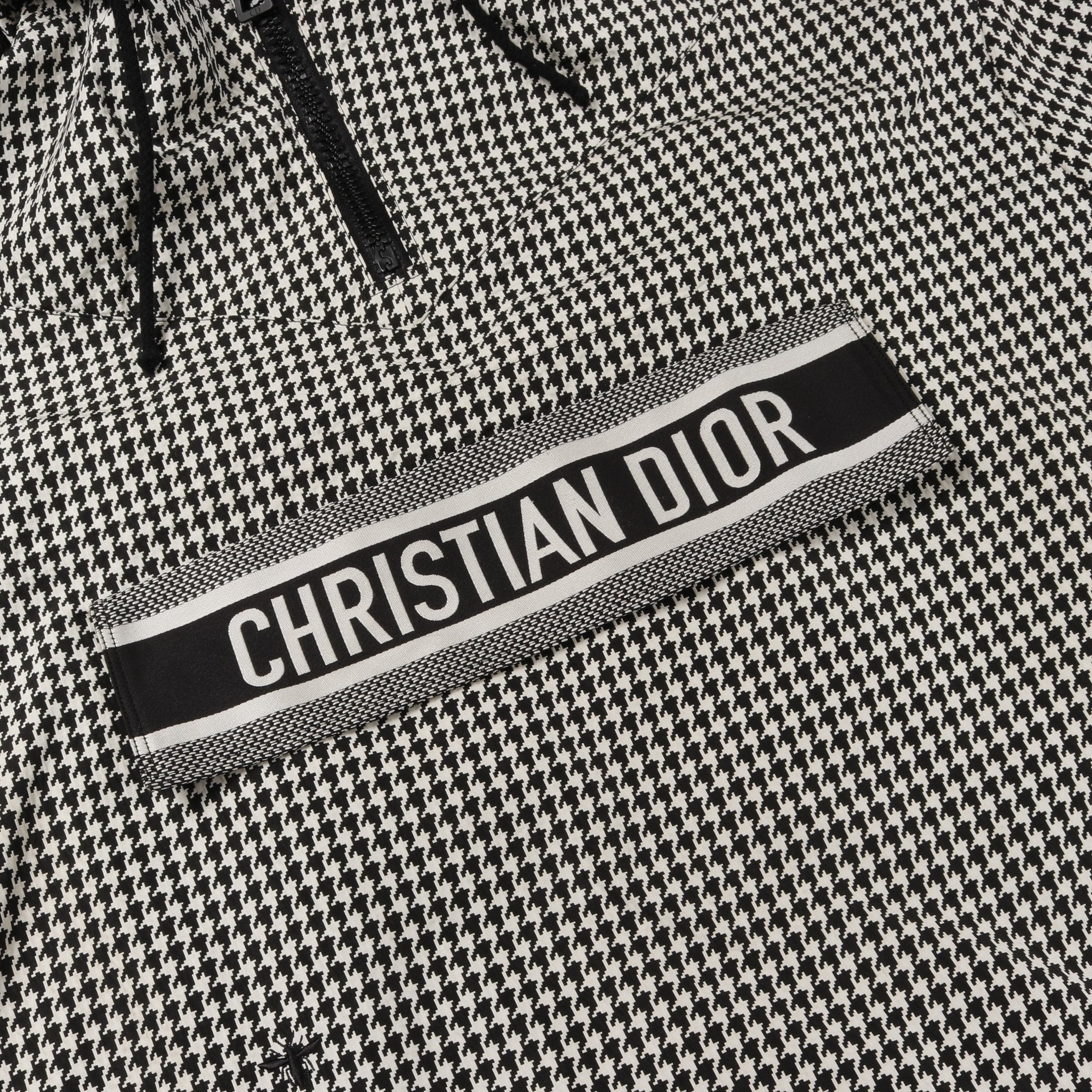 BEE刺繍 アノラック マウンテンパーカー 千鳥格子 ホワイト ブラック