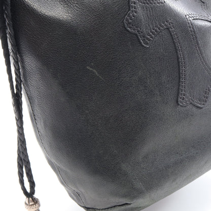 クロスパッチ ドローストリングサック 巾着 ポーチ レザー SV925 ブラック クロムハーツ