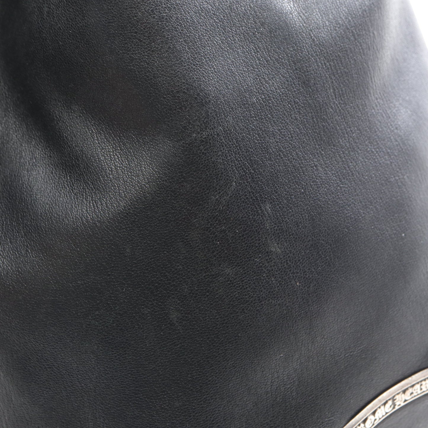 クロスパッチ ドローストリングサック 巾着 ポーチ レザー SV925 ブラック クロムハーツ