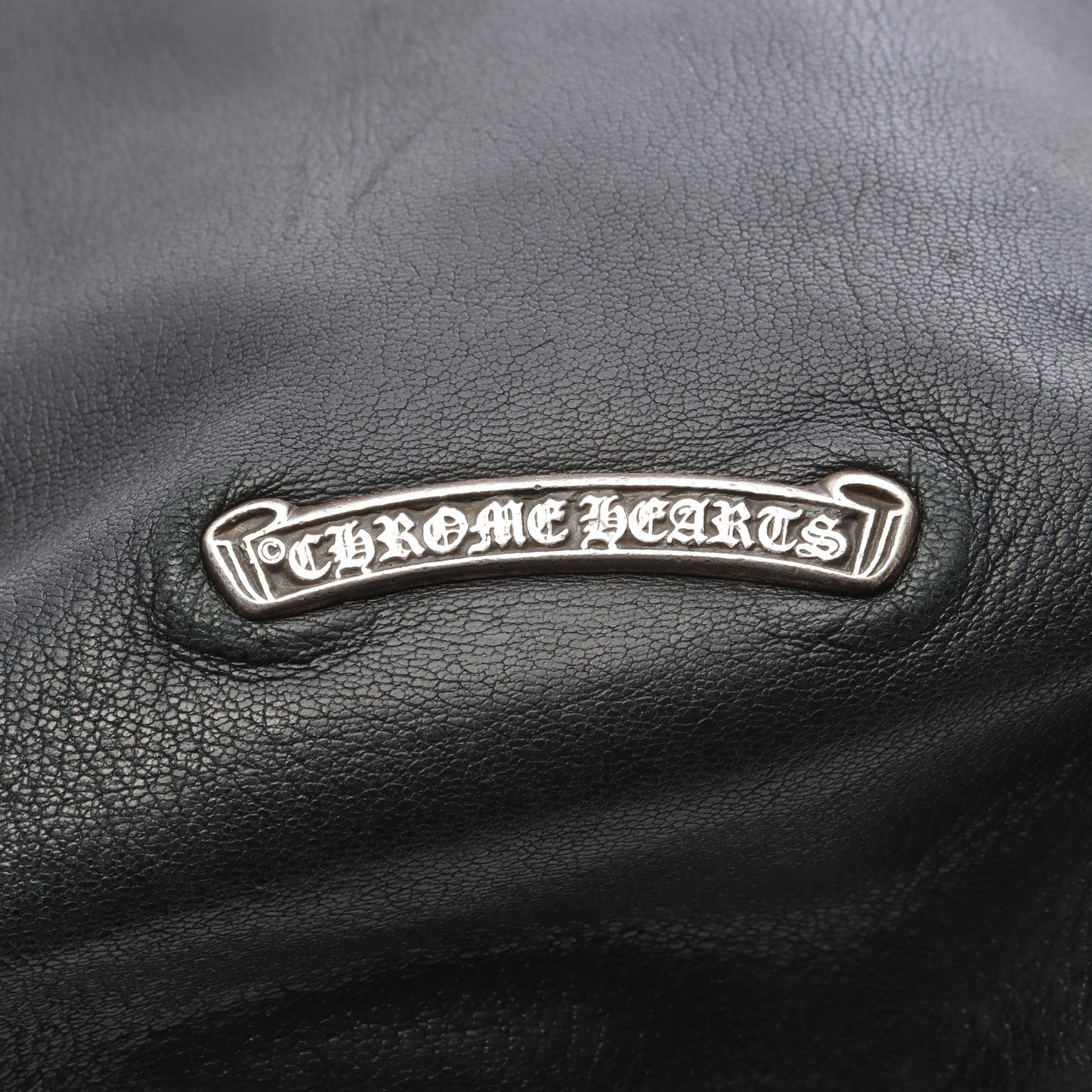 クロスパッチ ドローストリングサック 巾着 ポーチ レザー SV925 ブラック クロムハーツ