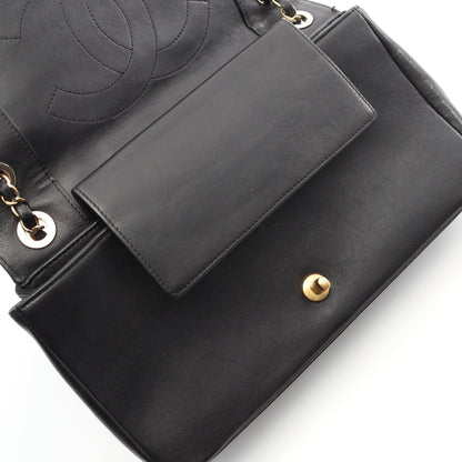 Vステッチ チェーンショルダーバッグ ラムスキン ブラック ゴールド金具 シャネル バッグ CHANEL