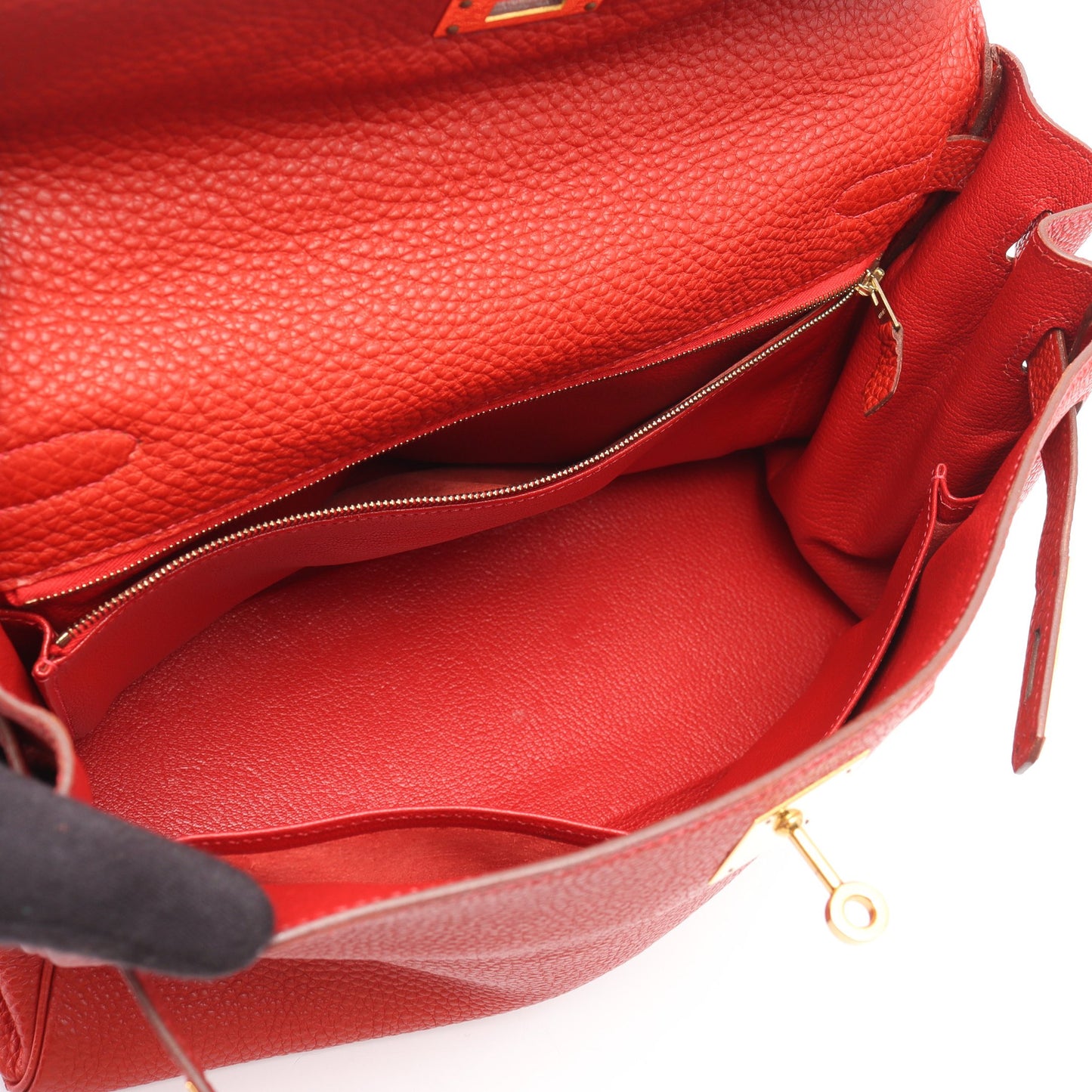 ケリー32 ルージュヴィフ ハンドバッグ トゴ レッド ゴールド金具 2WAY □H刻印 エルメス バッグ HERMES