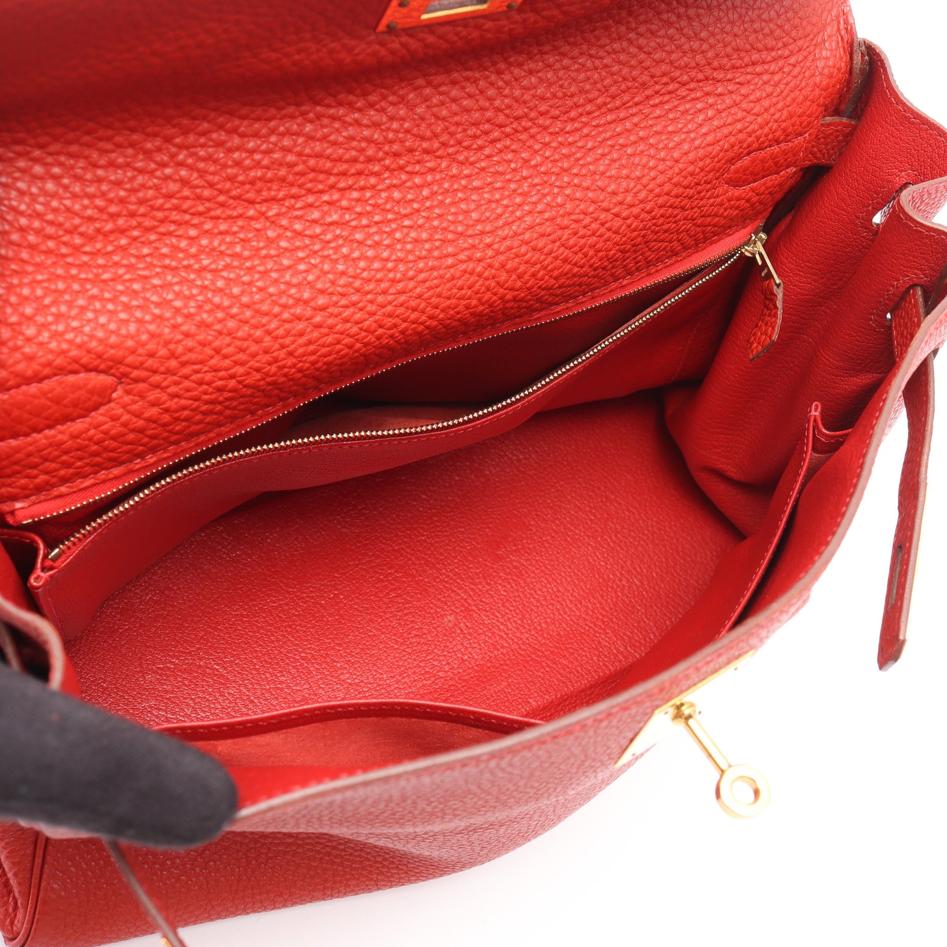 ケリー32 ルージュヴィフ ハンドバッグ トゴ レッド ゴールド金具 2WAY □H刻印 エルメス バッグ HERMES