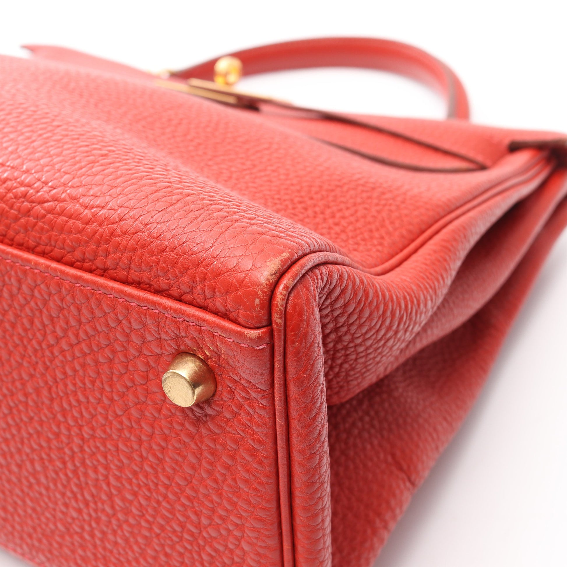 ケリー32 ルージュヴィフ ハンドバッグ トゴ レッド ゴールド金具 2WAY □H刻印 エルメス バッグ HERMES