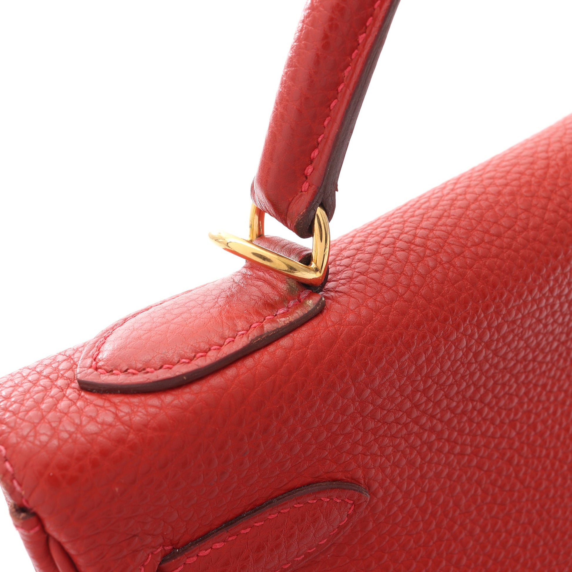 ケリー32 ルージュヴィフ ハンドバッグ トゴ レッド ゴールド金具 2WAY □H刻印 エルメス バッグ HERMES