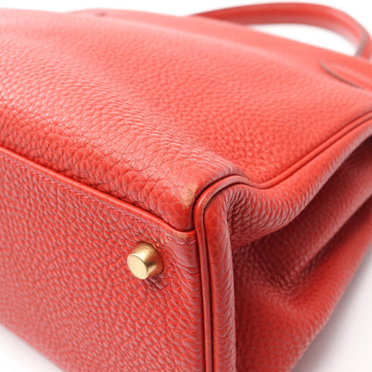ケリー32 ルージュヴィフ ハンドバッグ トゴ レッド ゴールド金具 2WAY □H刻印 エルメス バッグ HERMES