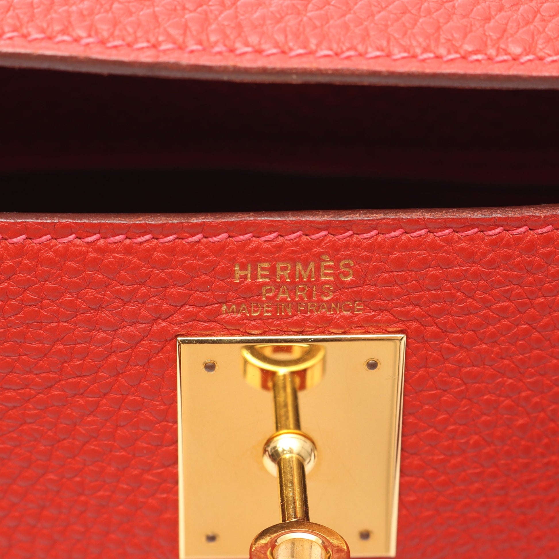 ケリー32 ルージュヴィフ ハンドバッグ トゴ レッド ゴールド金具 2WAY □H刻印 エルメス バッグ HERMES