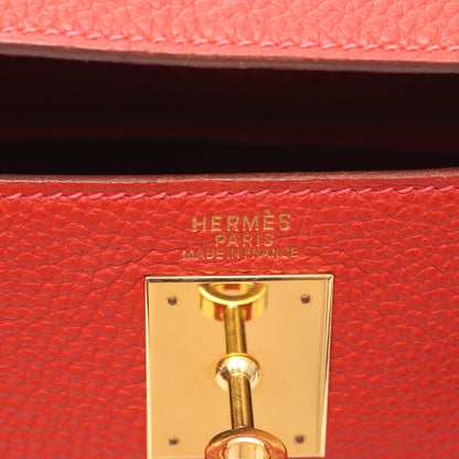 ケリー32 ルージュヴィフ ハンドバッグ トゴ レッド ゴールド金具 2WAY □H刻印 エルメス バッグ HERMES