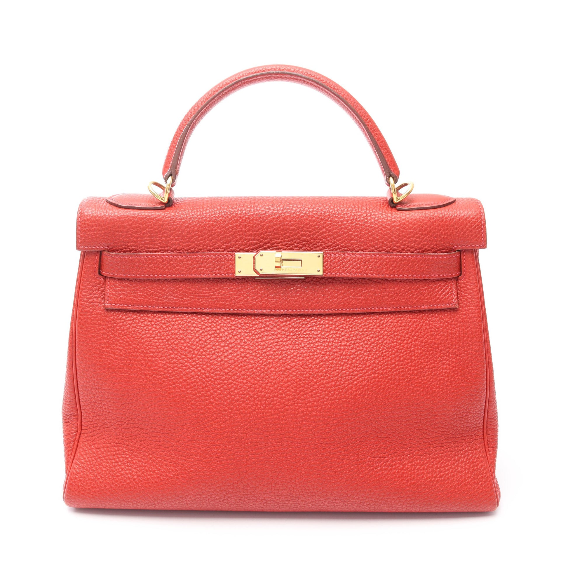 ケリー32 ルージュヴィフ ハンドバッグ トゴ レッド ゴールド金具 2WAY □H刻印 エルメス バッグ HERMES