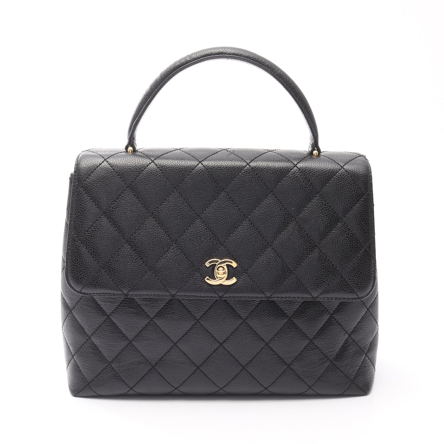 マトラッセ ハンドバッグ キャビアスキン ブラック ゴールド金具 シャネル バッグ CHANEL