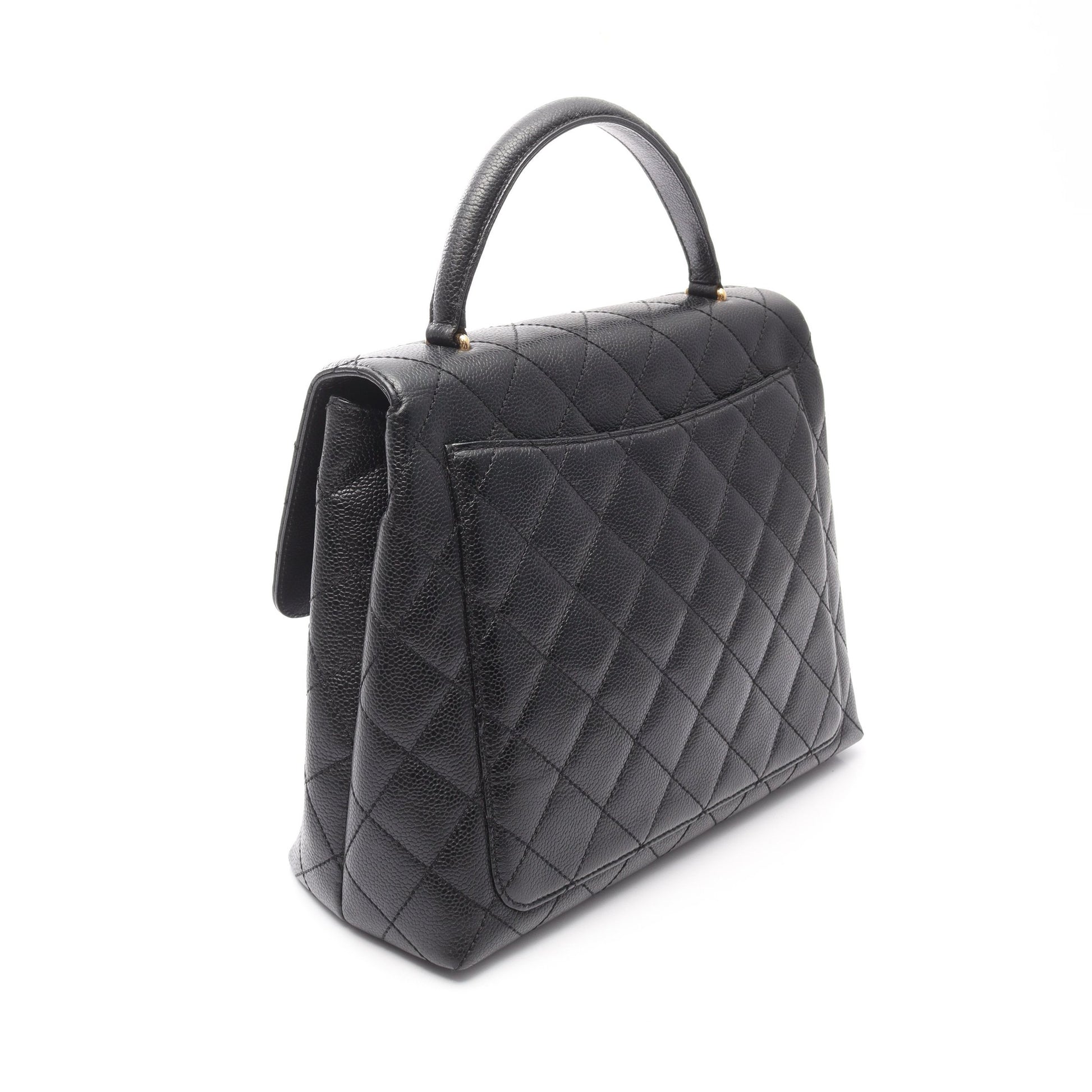 マトラッセ ハンドバッグ キャビアスキン ブラック ゴールド金具 シャネル バッグ CHANEL