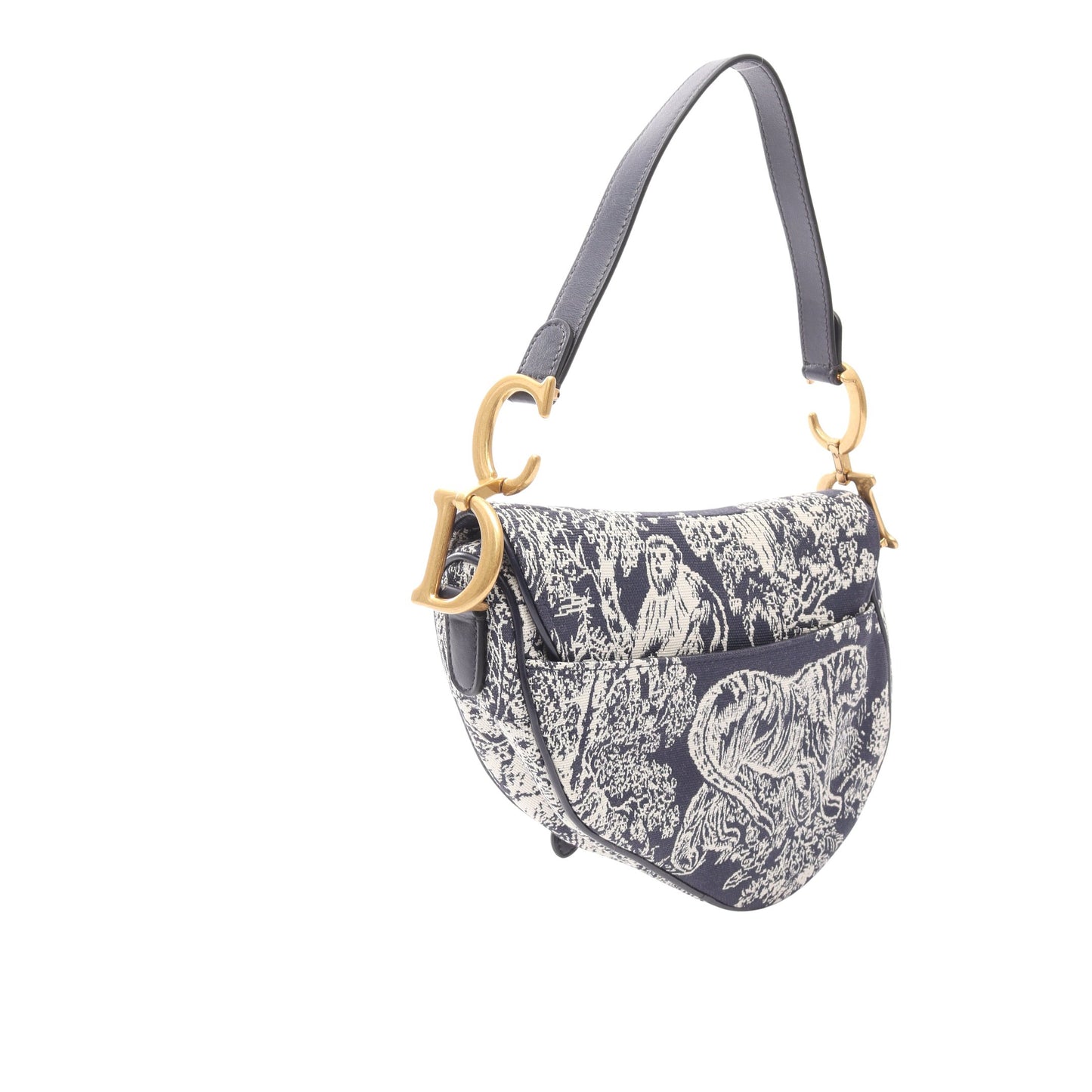 サドルバッグ トワル ドゥ ジュイ リバース ハンドバッグ キャンバス ホワイト ネイビー クリスチャンディオール バッグ Christian Dior