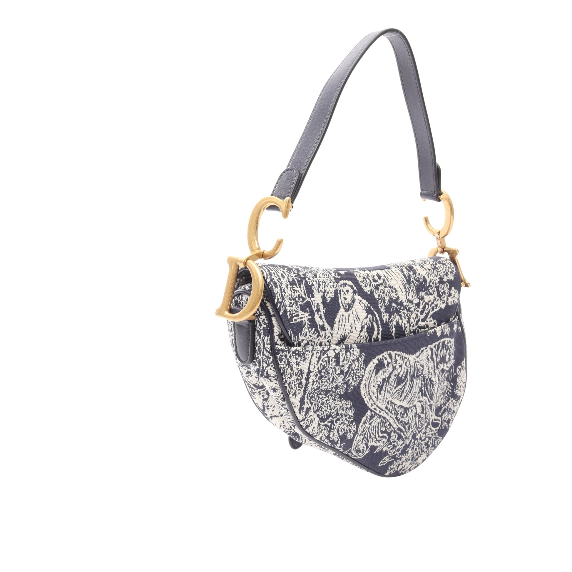 サドルバッグ トワル ドゥ ジュイ リバース ハンドバッグ キャンバス ホワイト ネイビー クリスチャンディオール バッグ Christian Dior