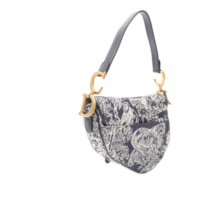 サドルバッグ トワル ドゥ ジュイ リバース ハンドバッグ キャンバス ホワイト ネイビー クリスチャンディオール バッグ Christian Dior