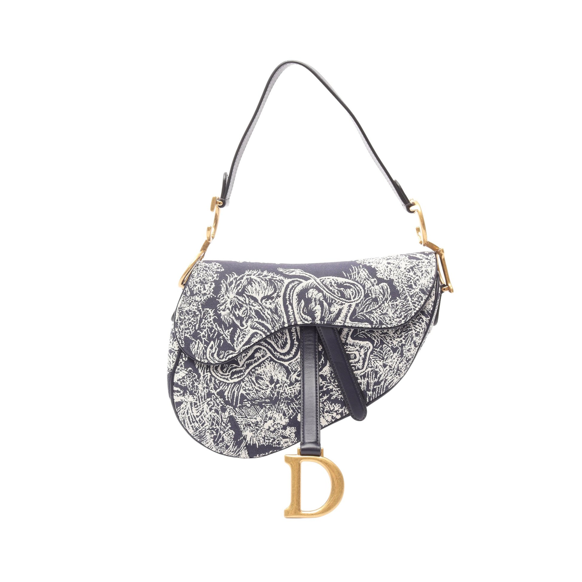 サドルバッグ トワル ドゥ ジュイ リバース ハンドバッグ キャンバス ホワイト ネイビー クリスチャンディオール バッグ Christian Dior