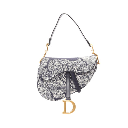 サドルバッグ トワル ドゥ ジュイ リバース ハンドバッグ キャンバス ホワイト ネイビー クリスチャンディオール バッグ Christian Dior