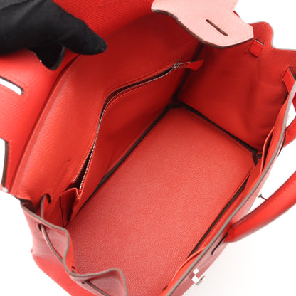バーキン30 ルージュトマト ハンドバッグ ヴォーエプソン レッド シルバー金具 A刻印 エルメス バッグ HERMES