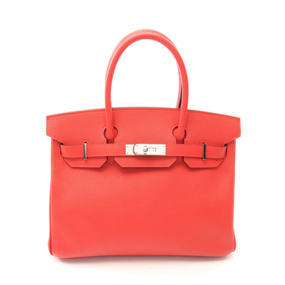 バーキン30 ルージュトマト ハンドバッグ ヴォーエプソン レッド シルバー金具 A刻印 エルメス バッグ HERMES