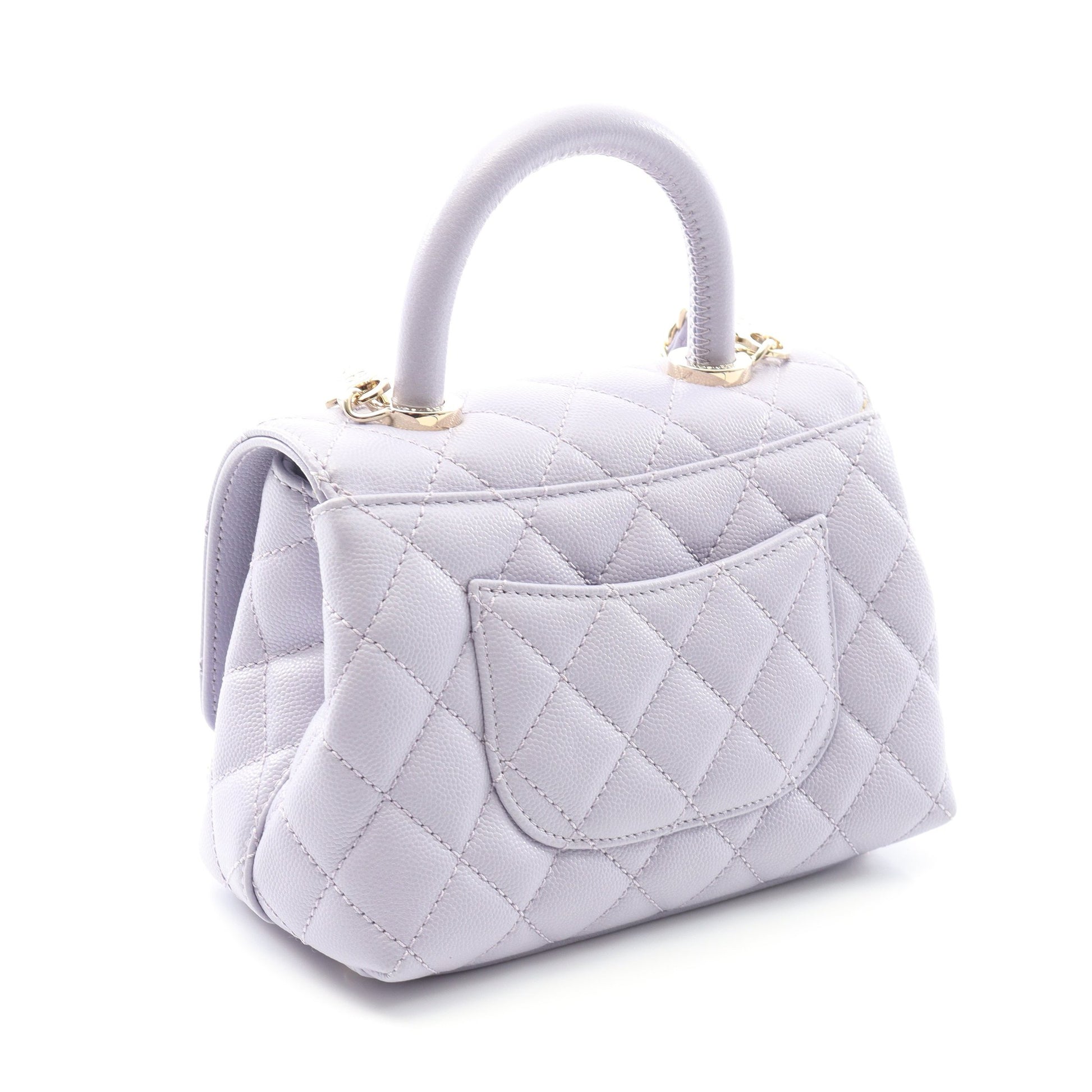ココハンドルXXS トップハンドル ハンドバッグ キャビアスキン ライトパープル ゴールド金具 2WAY シャネル バッグ CHANEL