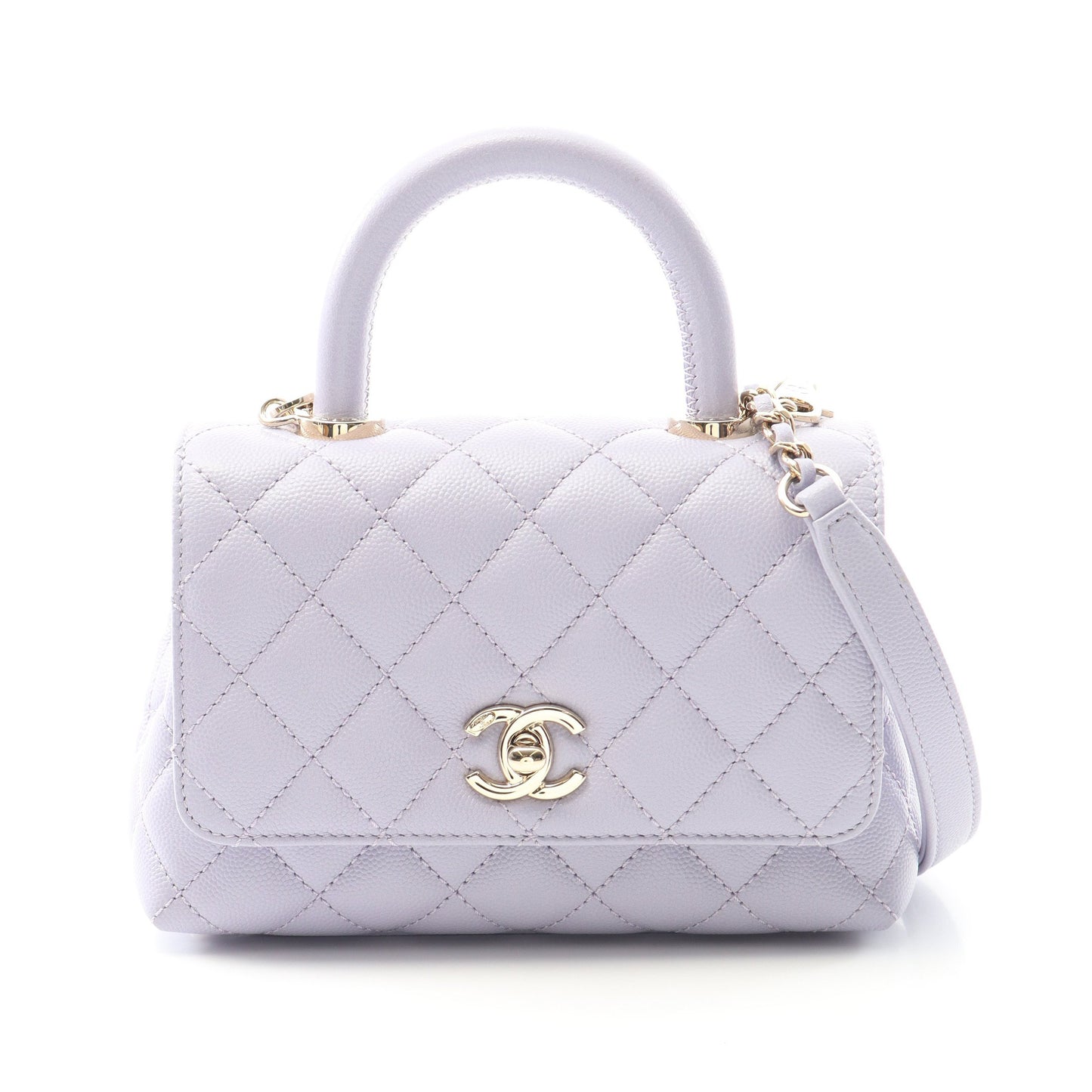ココハンドルXXS トップハンドル ハンドバッグ キャビアスキン ライトパープル ゴールド金具 2WAY シャネル バッグ CHANEL